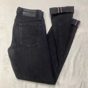 Naked & Famous Weird Guy Solid Black Selvedge Jeans Men 31x36 Raw Japanese Denim